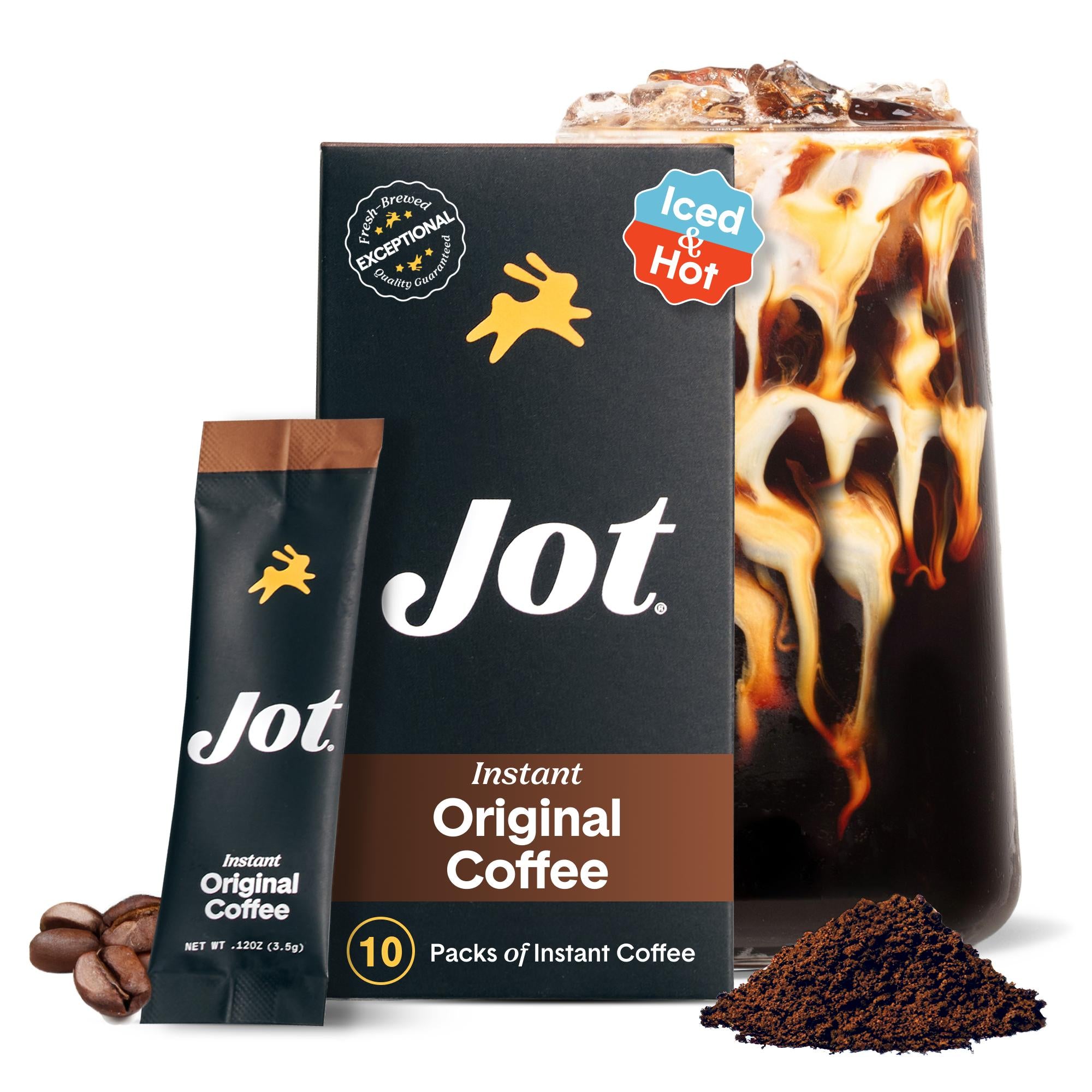 Jot Premium Instant Coffee Travel Packs Makes 10+ Iced or Hot Coffee Jot